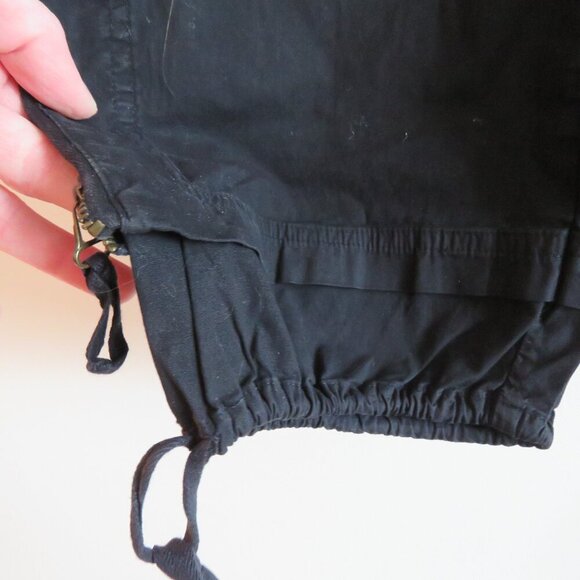 XCVI Black Straight Leg Cotton Cargo Pants Pockets Grunge Goth Alt - Picture 9 of 16